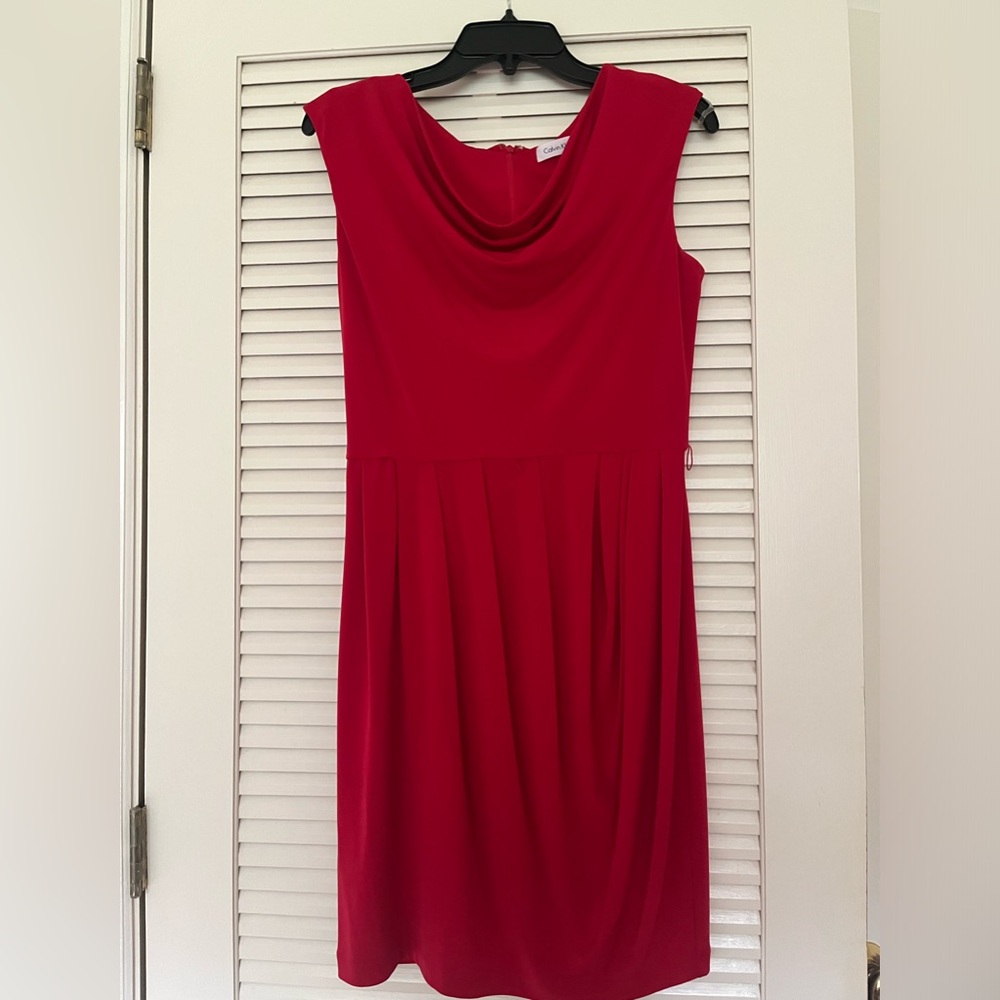 Calvin Klein rouched red dress